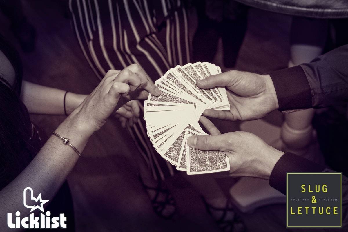 Street Magician Liam Walsh performing close up magic at Slug and Lettuce in Worthing